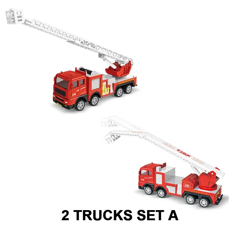 Inertia Fire Truck Toy &ndash; Realistic Pull Back Ladder Action 2 TRUCK A