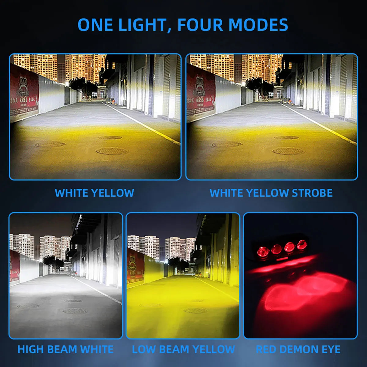 Kevanly Motorcycle LED Spotlight &ndash; Dual Color White Yellow Flashing Fog Light