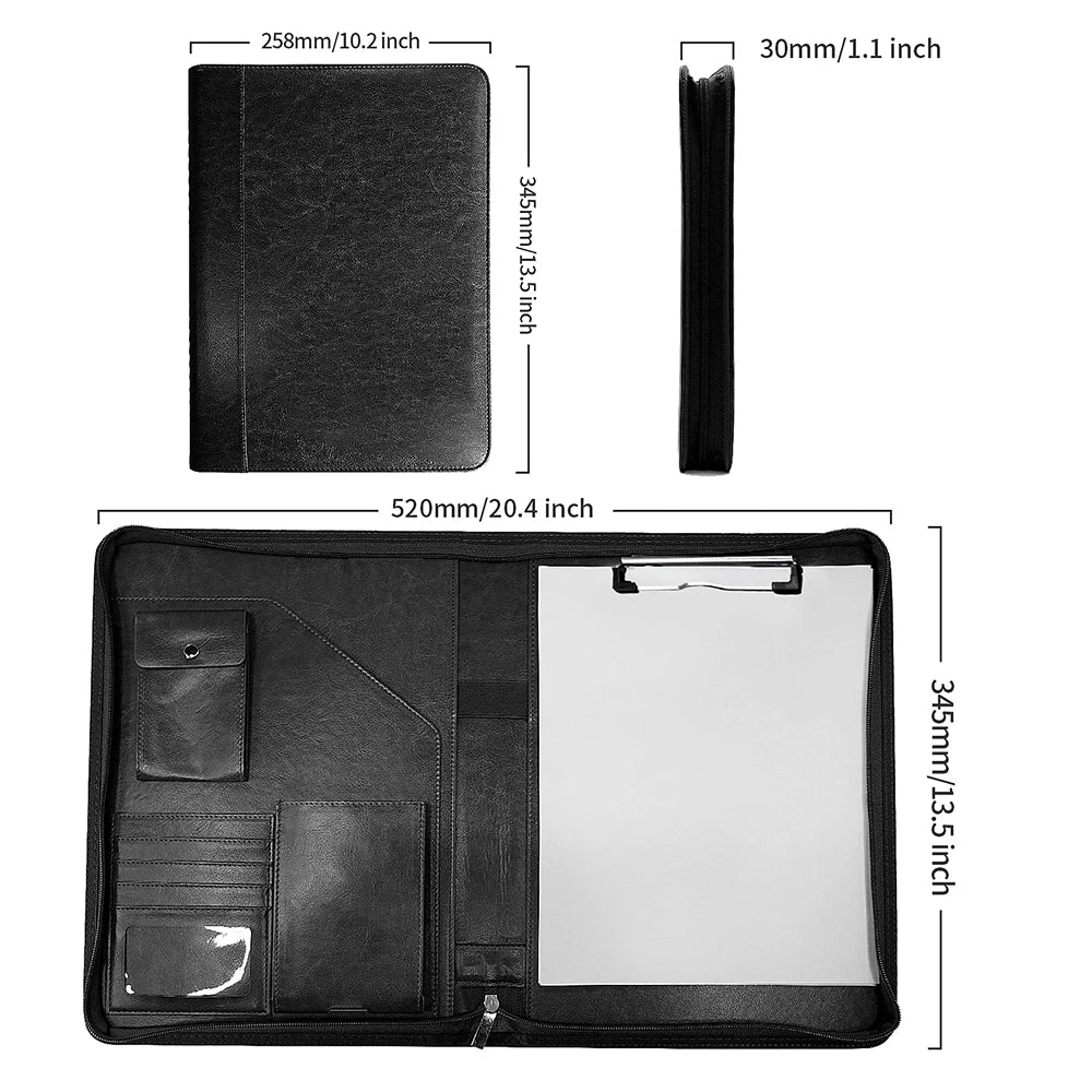 Multifunctional A4 Conference Folder | Leather Document Organizer 2024