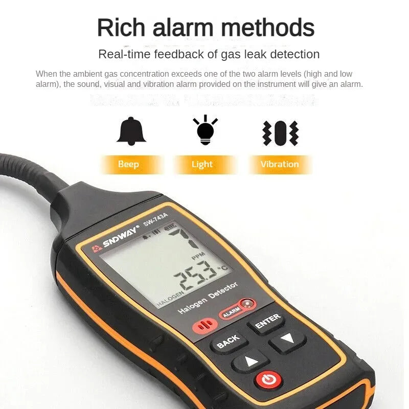 SW-743A 0-1000ppm Halogen Gas Detector &ndash; High Low Alarm