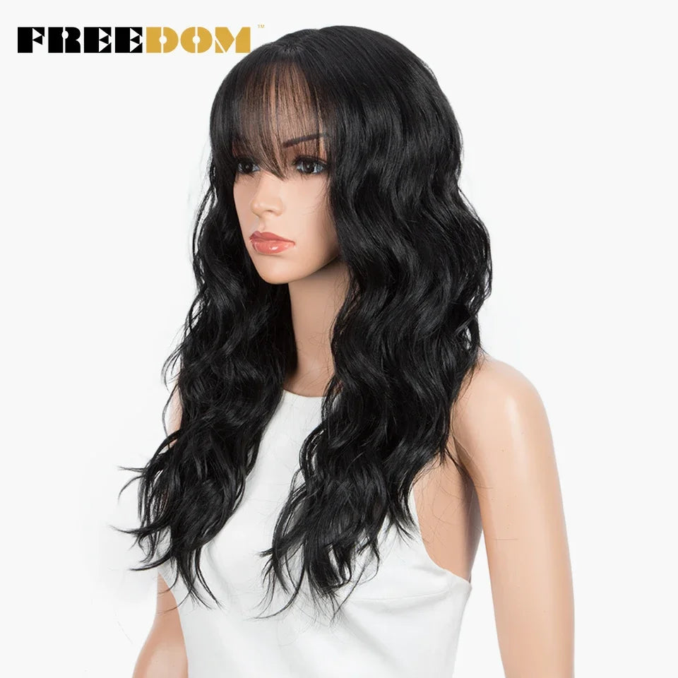 FREEDOM Ombre Blonde Body Wave Lace Front Wig with Bangs