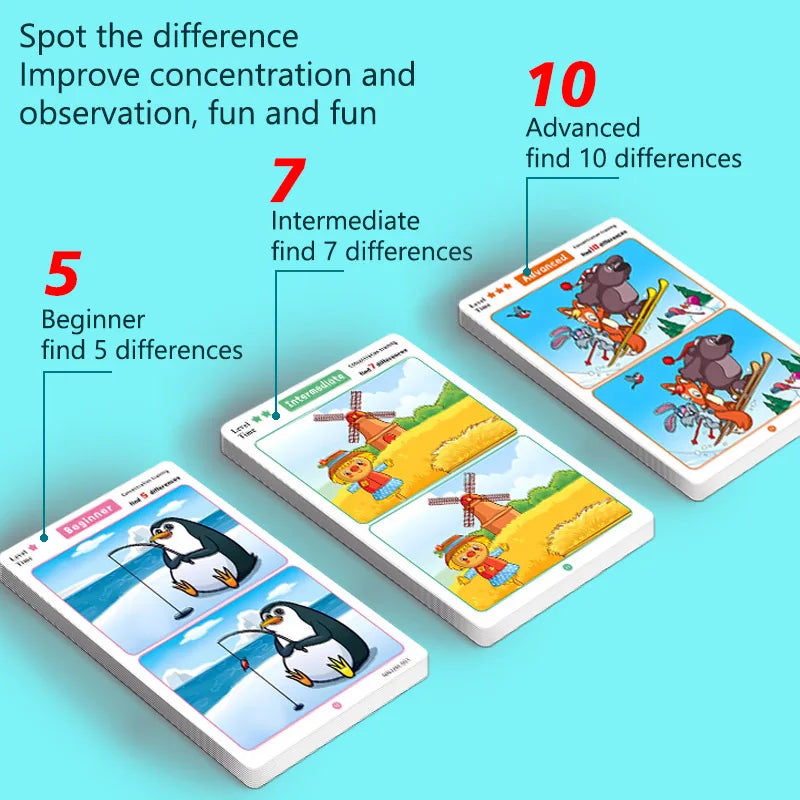 Find the Difference Game, Concentration Training, Educational, Reusable, Erasable Picture Game