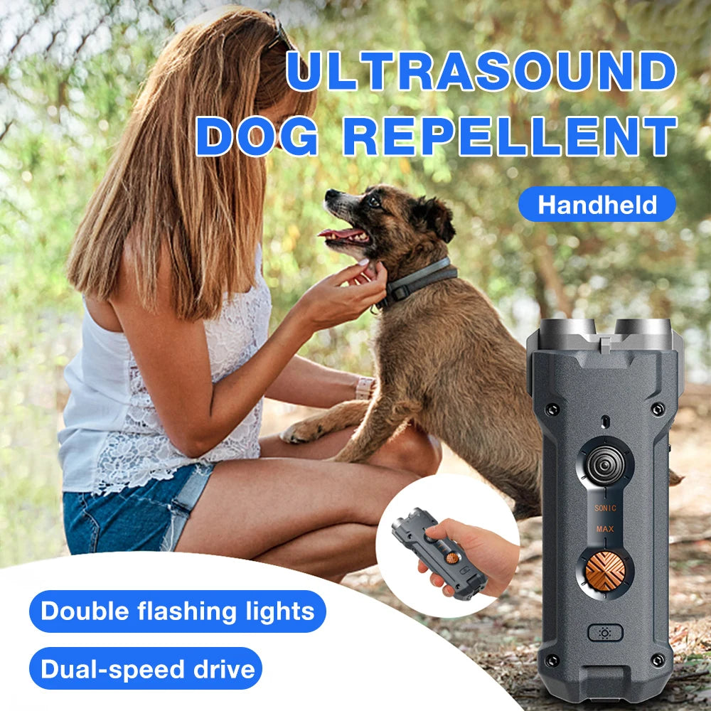 Double Flashlights Ultrasonic Dog Repeller &ndash; Bark Deterrent