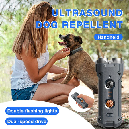 Double Flashlights Ultrasonic Dog Repeller &ndash; Bark Deterrent