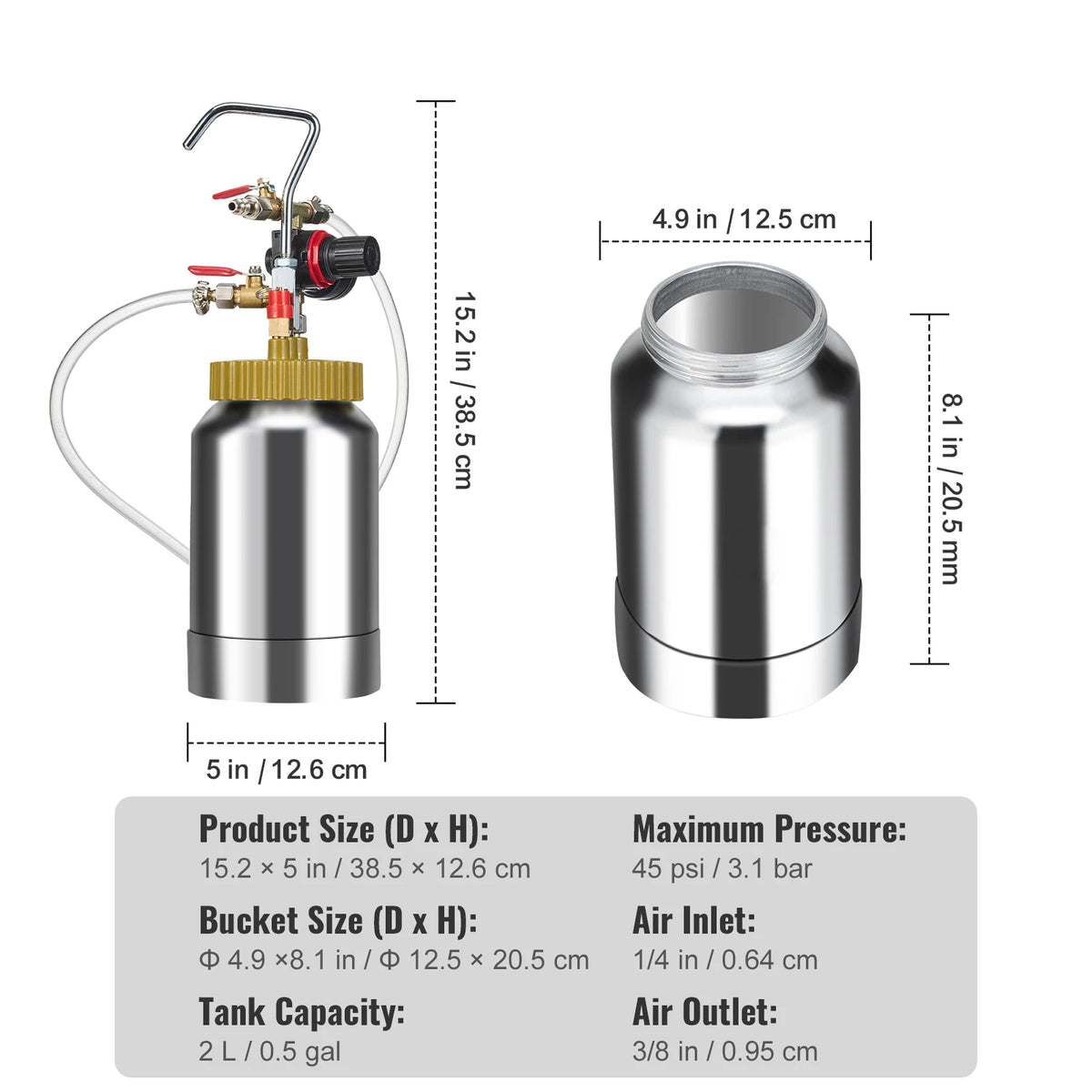 SucceBuy 2L/0.5gal Spray Paint Pressure Pot Tank &ndash; Compact 2L 0.5gal / france