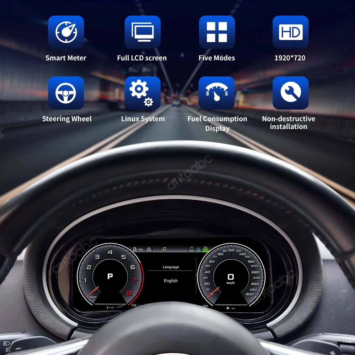 AUTOABC 10.25' LCD Digital Dashboard Cluster Wireless CarPlay Android Auto FOR AUDI TT 2008-2014 year Screen mirroring function by InterCyprus Trading Ltd