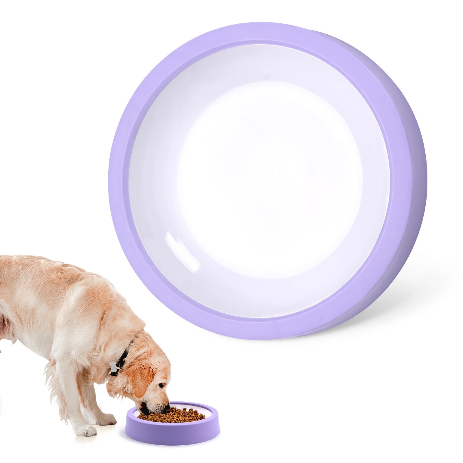 Pet Dog Slow Feeder Bowl &ndash; Anti-Gulping Design for Healthy Eating B Purple