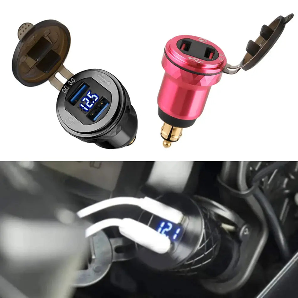 For BMW R1200GS R1250GS F800GS F750GS F850GS Tiger 800 900 For Ducati QC 3.0 Dual USB Charger Plug Socket Power Adapter Type-C by InterCyprus Trading Ltd