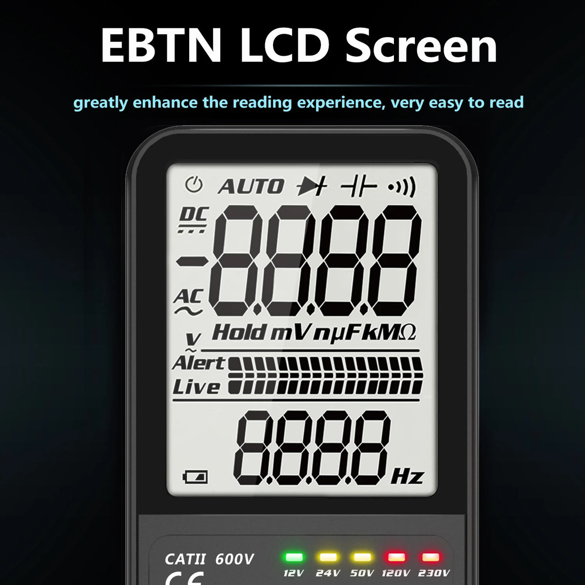BSIDE ADMS9LN &ndash; Large Screen Multimeter T-RMS DC/AC NCV