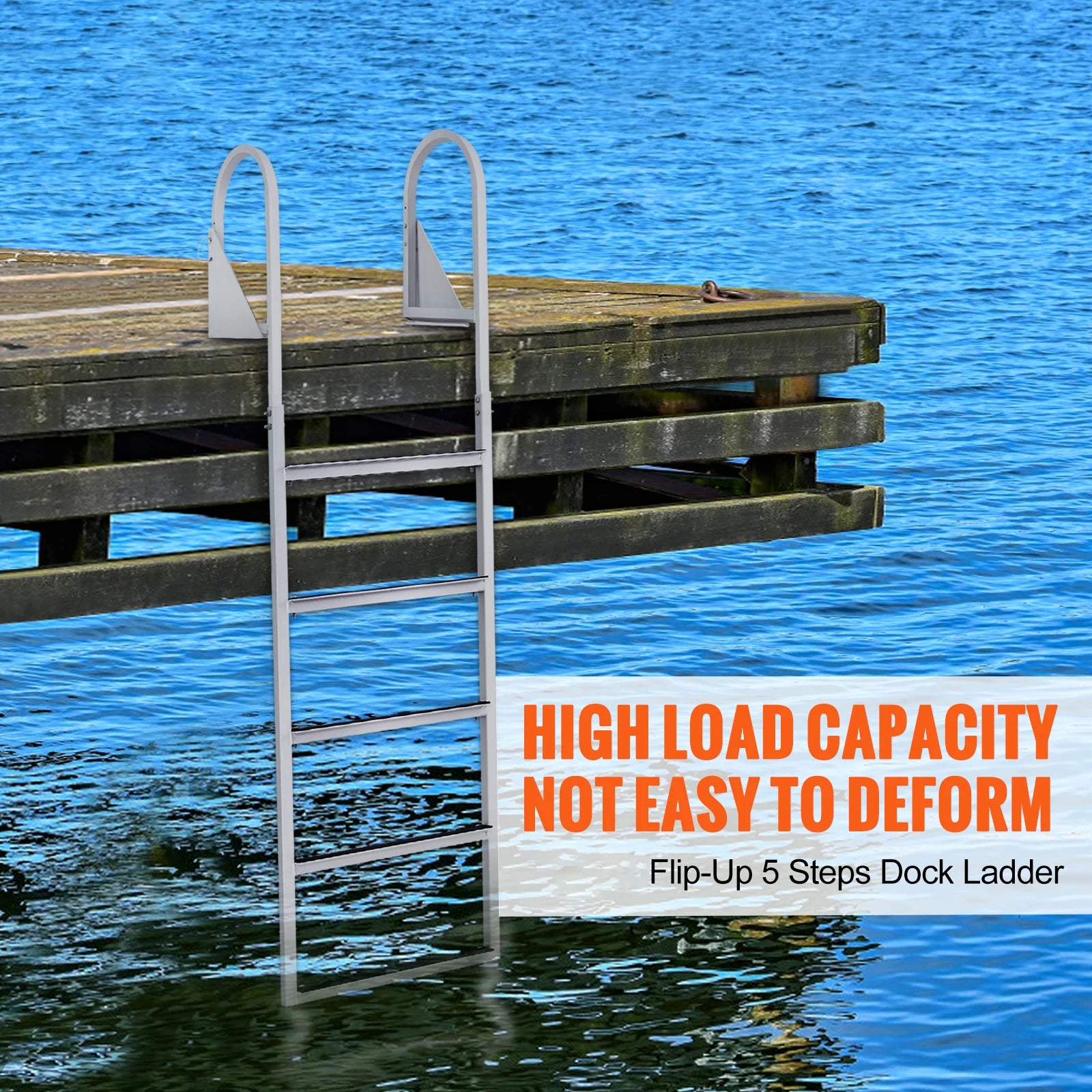 SucceBuy 3/4/5 Steps Flip Up Dock Ladders - Sturdy Boarding