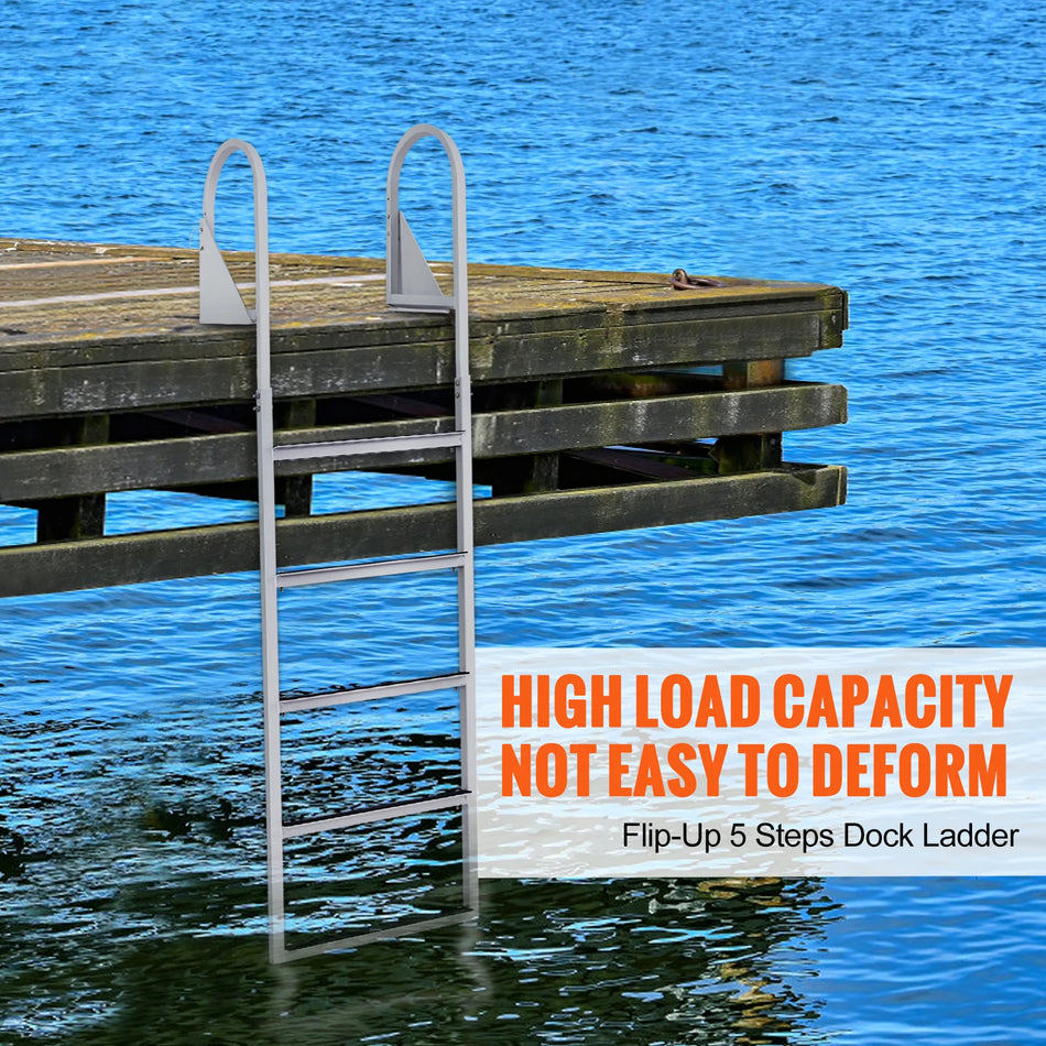 SucceBuy 3/4/5 Steps Flip Up Dock Ladders - Sturdy Boarding