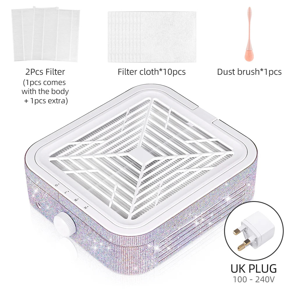 Diamond Nail Dust Collector &ndash; Powerful Brushless Suction System UK PLUG (220-240V)