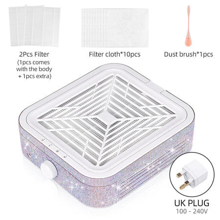 Diamond Nail Dust Collector &ndash; Powerful Brushless Suction System UK PLUG (220-240V)