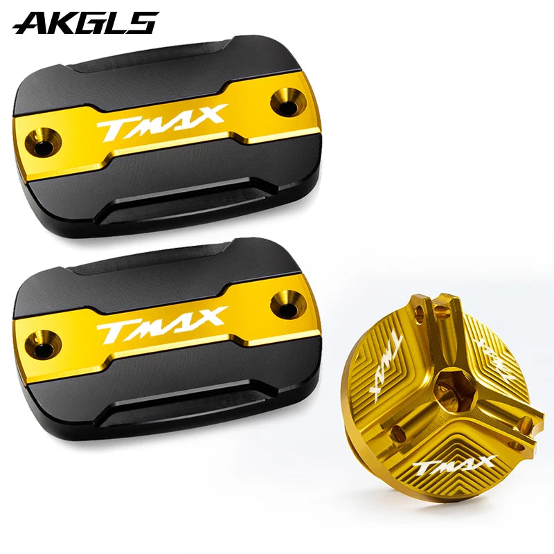 Yamaha TMAX Brake Fluid Tank Cap &amp; Filler Cap Set by AKGLS A set gold