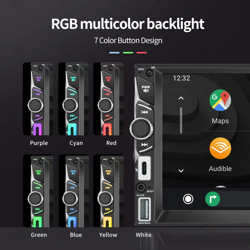 CA7080OSD 7 Inch 2DIN Car Radio - CarPlay Android Bluetooth