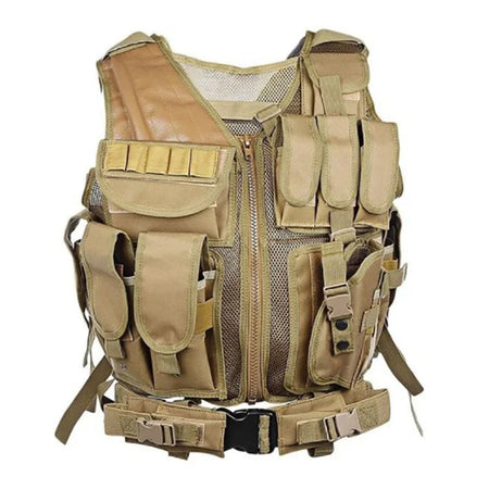 Swat Army Tactical Vest Jungle Combat &ndash; Durable 600D Poly Khaki