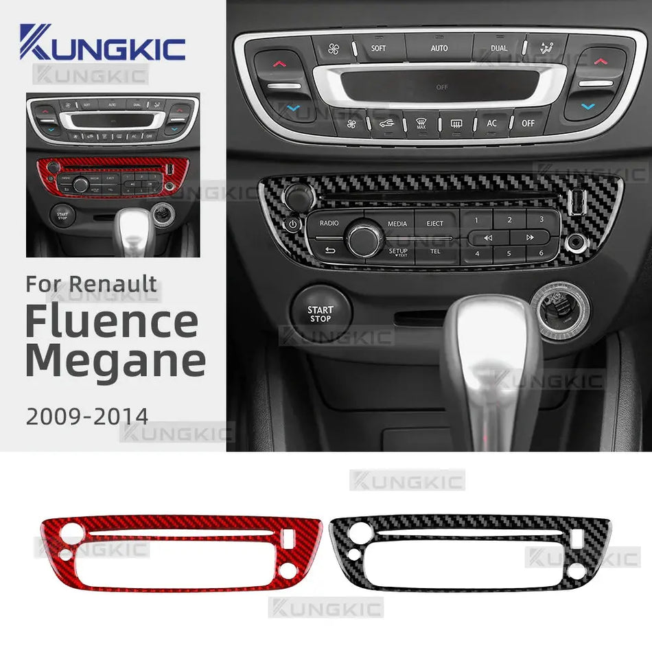 Carbon Fiber Center Console CD Sticker for Renault Fluence Megane MK3 RS 2009-2014 by InterCyprus Trading Ltd