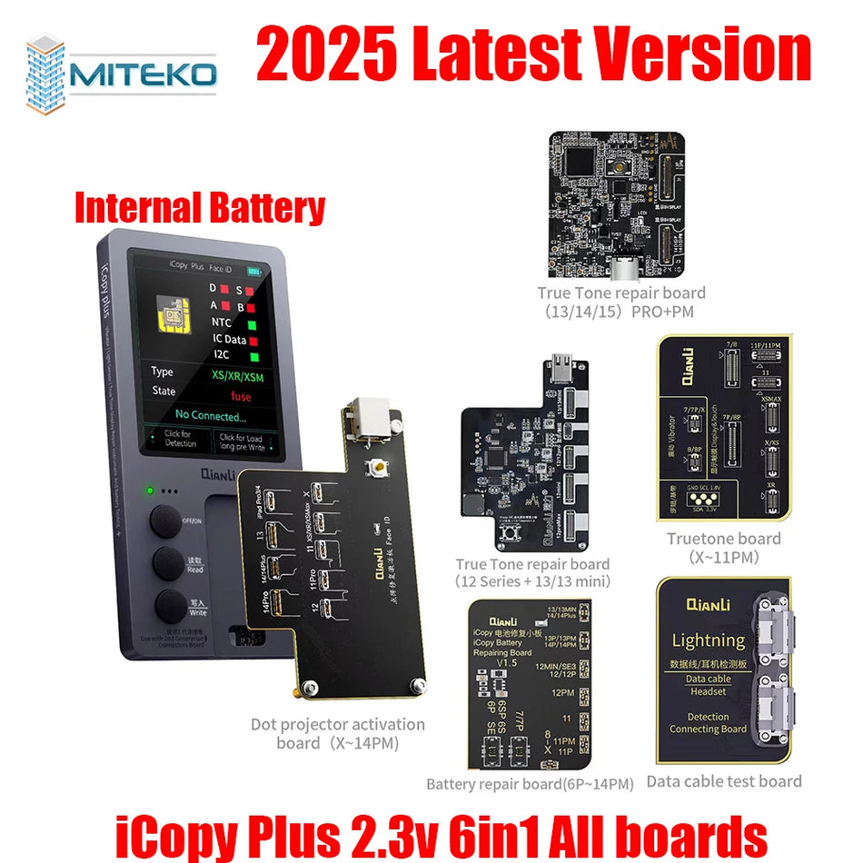 Qianli iCopy Plus 2.3v EEPROM Programmer for iPhone 7-12 Pro Max 6in1 has battery