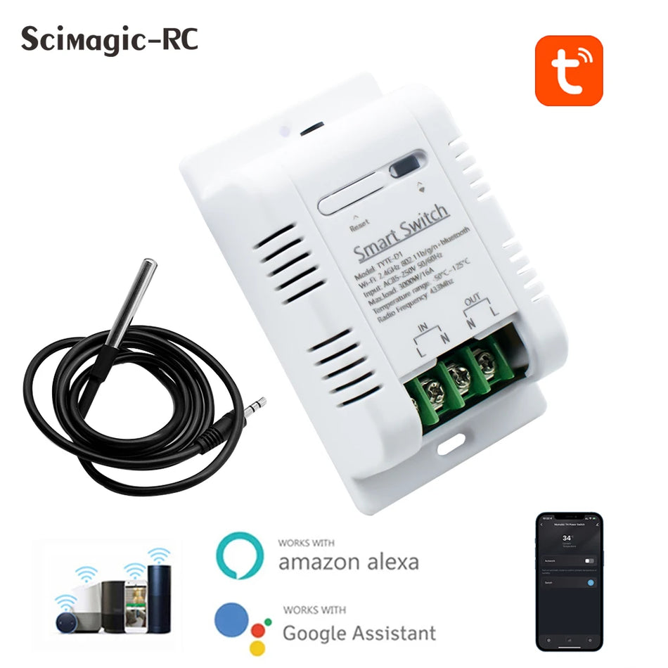 Tuya Smart WiFi Temperature Switch Sensor with Relay Output for Alexa and Google Home