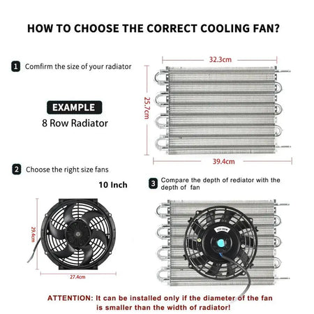 Universal 8 Row Aluminum Transmission Radiator Oil Cooling / 10 Inch 12V Car Air Conditioning Electronic Slim Fan Cool Kit by InterCyprus Trading Ltd