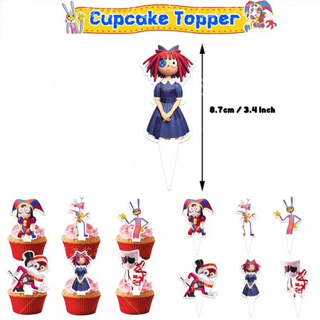 The Amazing Digital Circus Birthday Party Decorations Set 12pcs cake topper