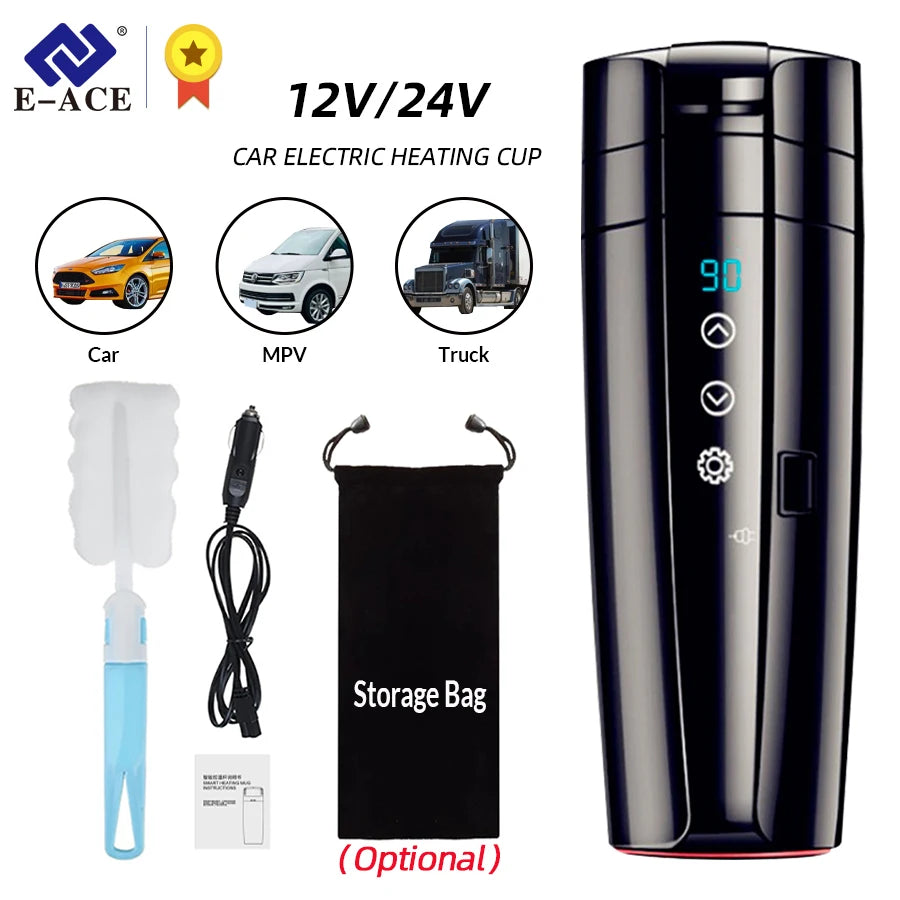 12V 24V Smart Car Heating Cup Electric Kettle - Touch LCD