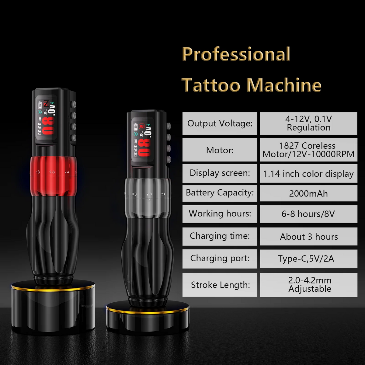 BIGWASP Wireless Tattoo Machine - 2.0-4.2mm Stroke