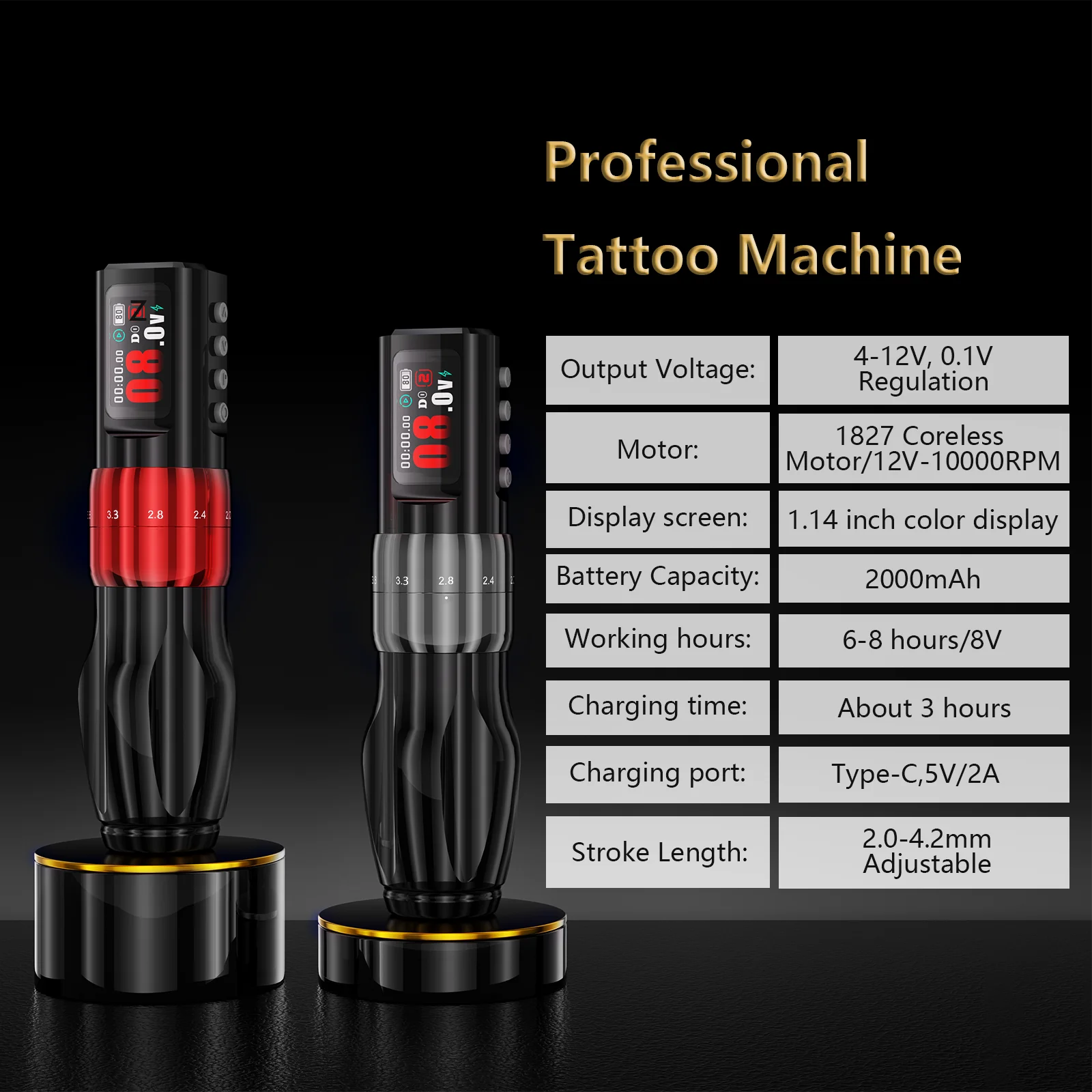 BIGWASP Wireless Tattoo Machine - 2.0-4.2mm Stroke