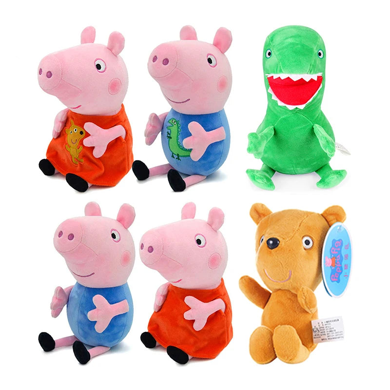 Original Peppa Pig Plush Toy Set with George, Eddie Bear & Mr Dinosaur Figures - Cyprus