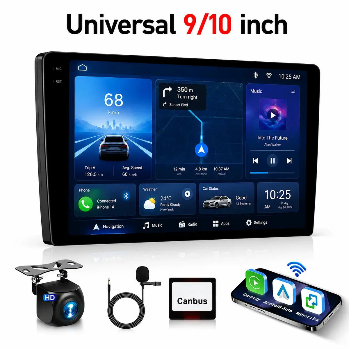 2 Din Car Stereo With GPS and CarPlay for Volkswagen Golf Polo Passat by InterCyprus Trading Ltd