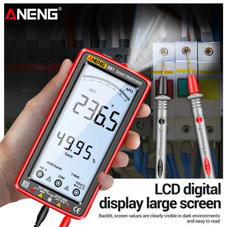 ANENG 681 Rechargeable Digital Multimeter - Non-Contact Voltage Tester with LCD Display