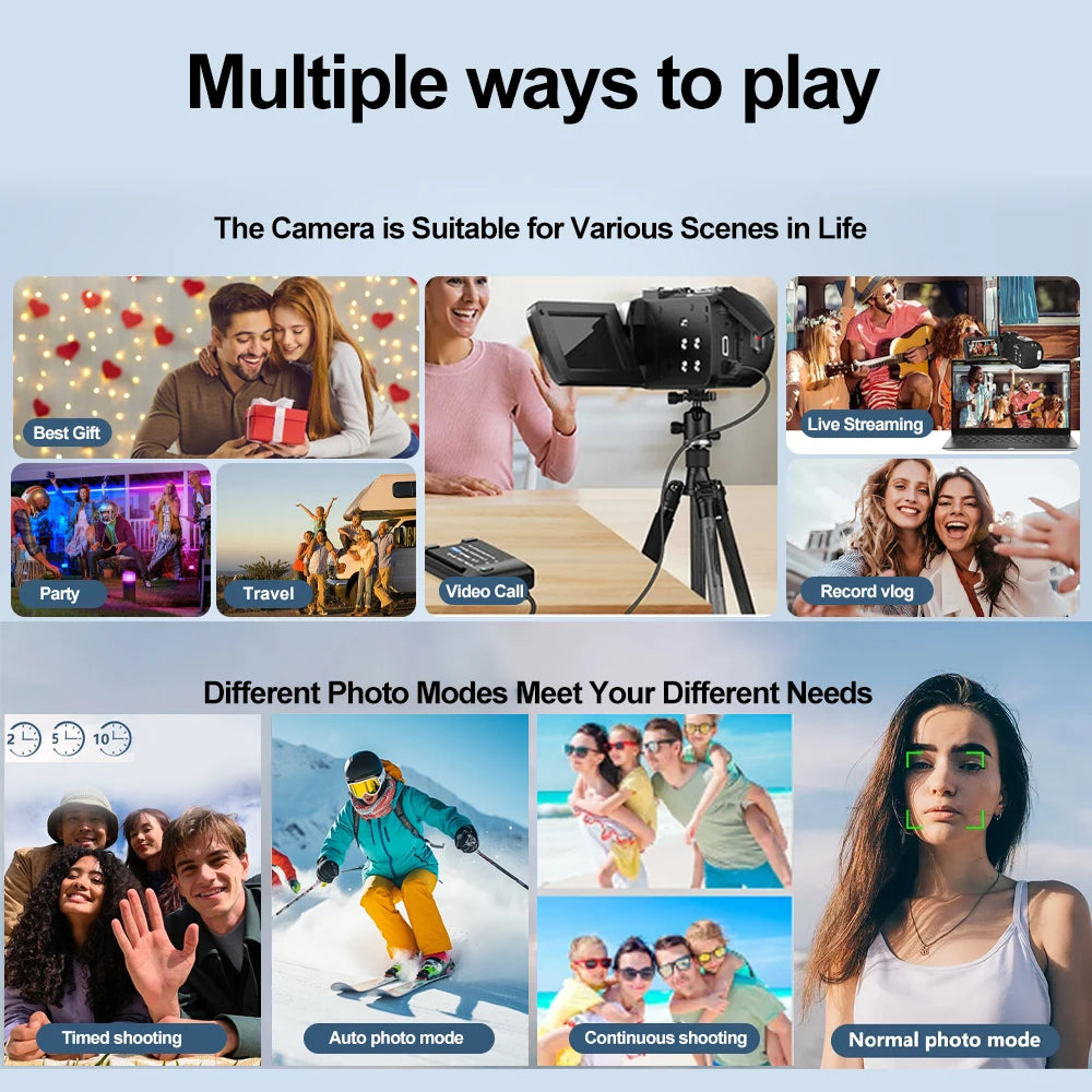 Ourlife 5K Digital Camera &ndash; 18X Digital Zoom with Rotatable Touch Screen