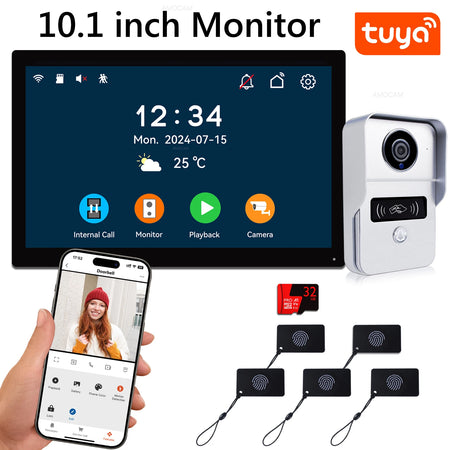 2 Wire Digital Video Intercom System &ndash; 1080P Doorbell 10.1 inch Screen