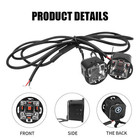 Motorcycle LED Mirror Light &ndash; Dual Color Flashing Police Warning Lights