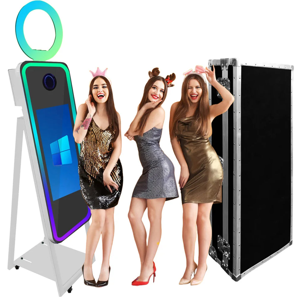 Pārnēsājamais 40 collu Magic Mirror foto stends ar lidojuma kasti