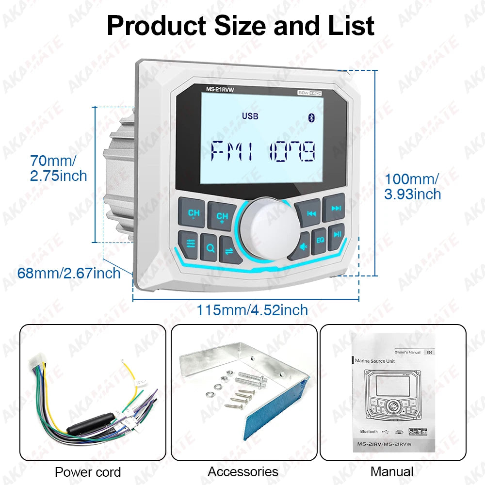 MS-21RV Boat Radio MP3 Player &ndash; Waterproof Bluetooth