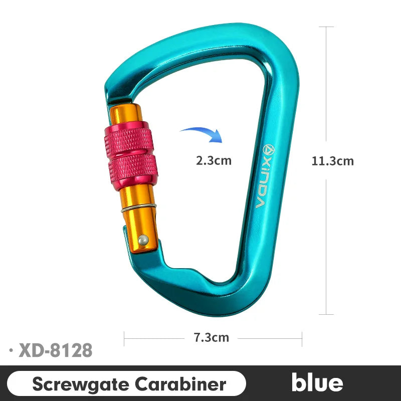 Xinda Outdoor Carabiner For Rock Climbing &ndash; 30kN Load Screw Blue