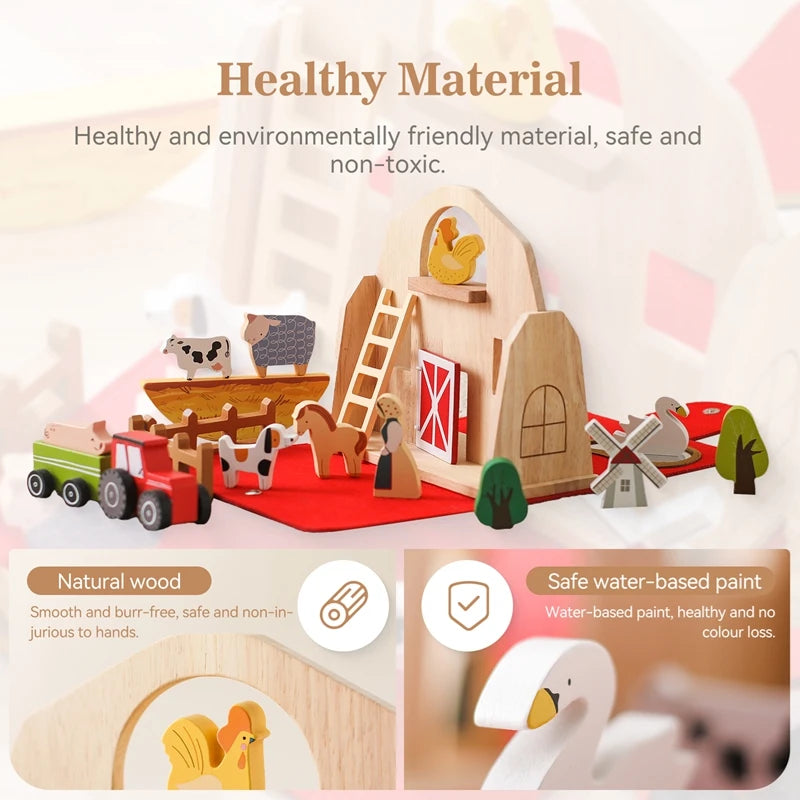Wooden Farm Animal Matching Puzzle And Montessori Logic Toy For Kids