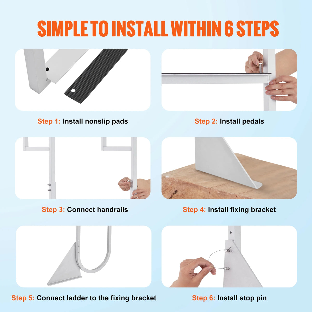 SucceBuy 3/4/5 Steps Flip Up Dock Ladders - Sturdy Boarding