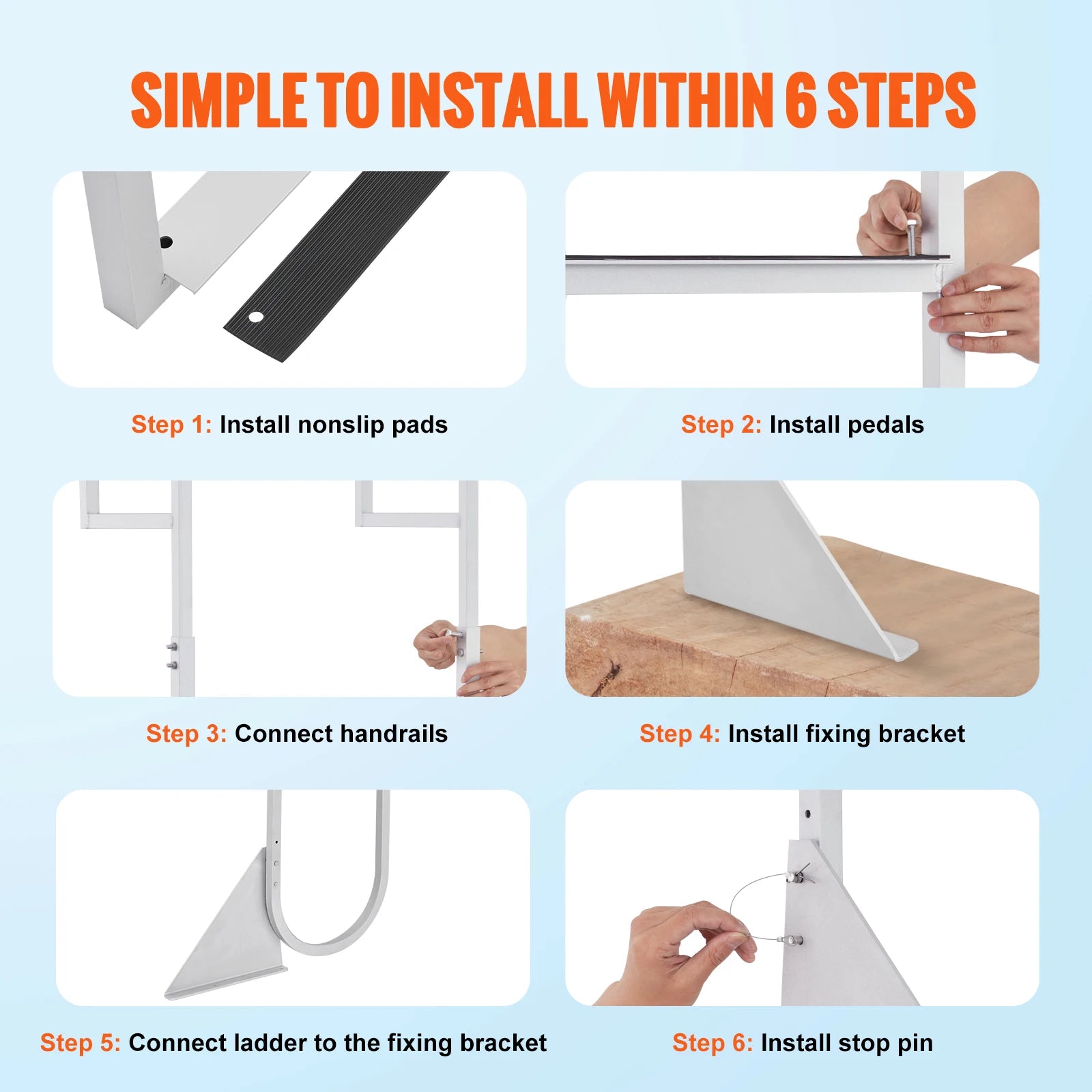 SucceBuy 3/4/5 Steps Flip Up Dock Ladders - Sturdy Boarding
