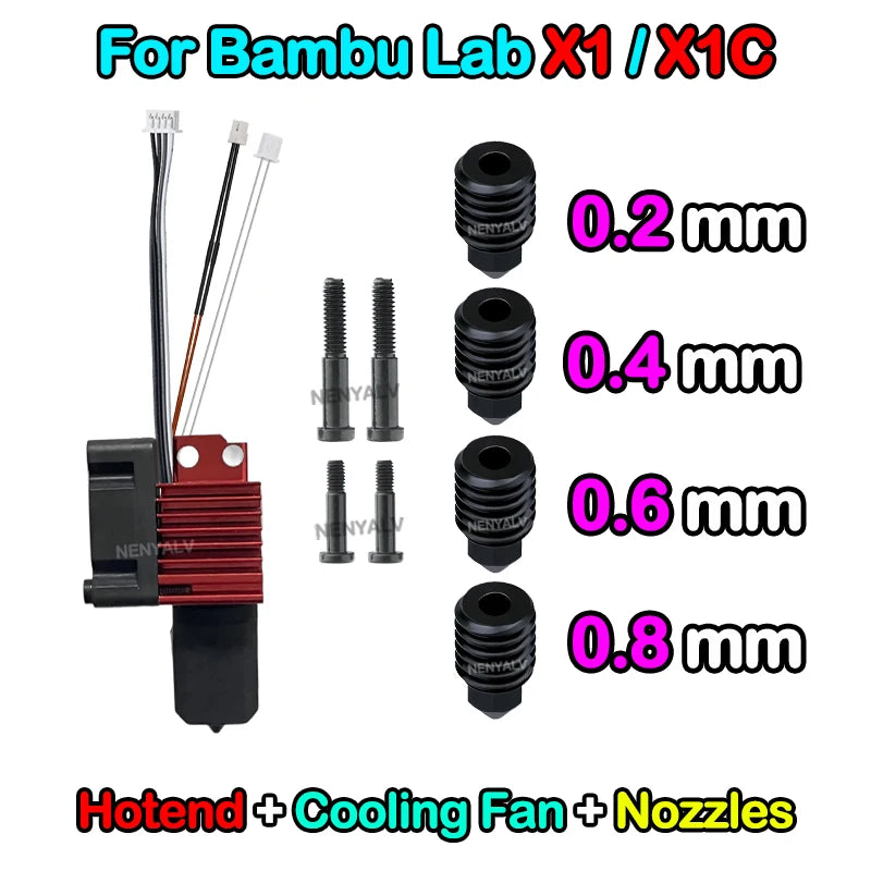 Bambu Lab X1/X1C/P1P/P1S Metal Hotend &ndash; Enhanced Cooling X1C-Hk-Fan-HS-2468