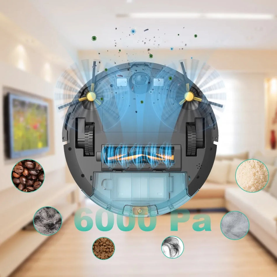Tesvor M2 Robotický Vysavač s Funkcí Mopování, 6000Pa Sání, Gyroskopická Navigace, 150 Min Doba Chodu