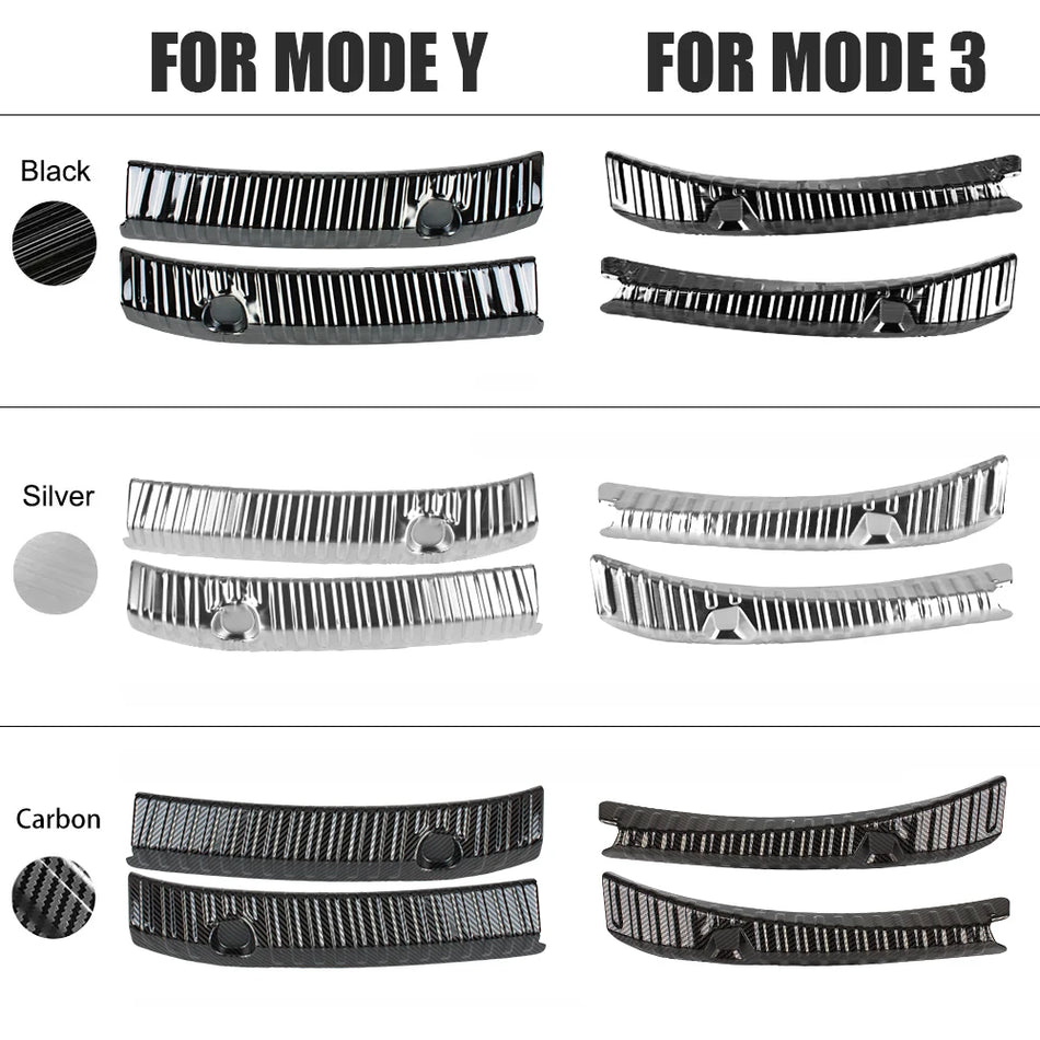 Takaluukun suojat Tesla Model 3:lle ja Model Y:lle hiilikuitulookilla ruostumattomasta teräksestä