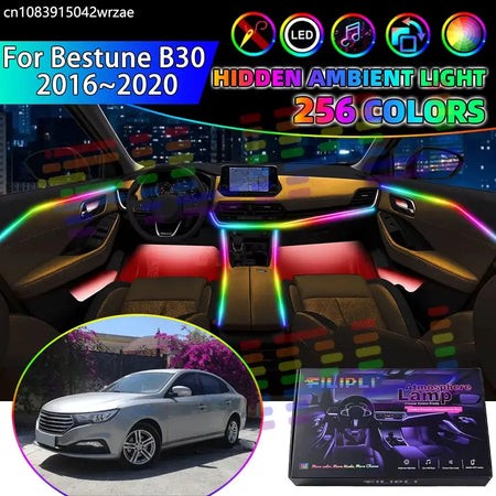 For Bestune B30 2016~2020 MEV100 RGB Car Interior Ambient Lights Strips Breathing Lighting Kit App Control LED strips Auto Parts by InterCyprus Trading Ltd