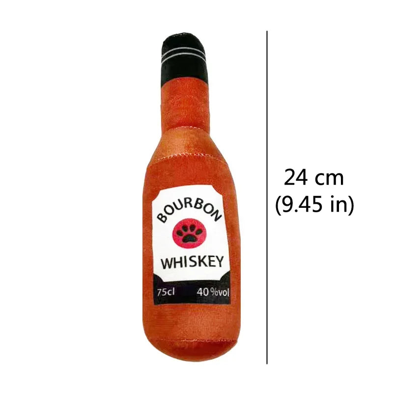 Plush Dog Toys with Squeakers - Beer &amp; Perfume Bottle Shapes, Chew Toys for Small to Large Dogs, Interactive Squeaky Pet Supplies Chocolate