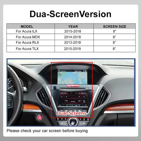 Wireless CarPlay Android Auto For Dual screen Acura TLX TLX-L MDX RDX RLX ILX 2014-2019 With Navigation Airplay BT GPS Function by InterCyprus Trading Ltd