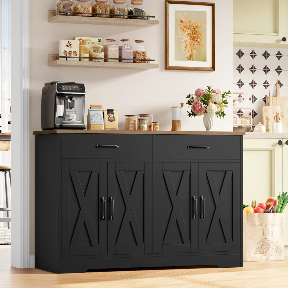 120cm Φαρδύ Κουζινικό Σαλονάκι Με 2 Συρτάρια 4 Πόρτες