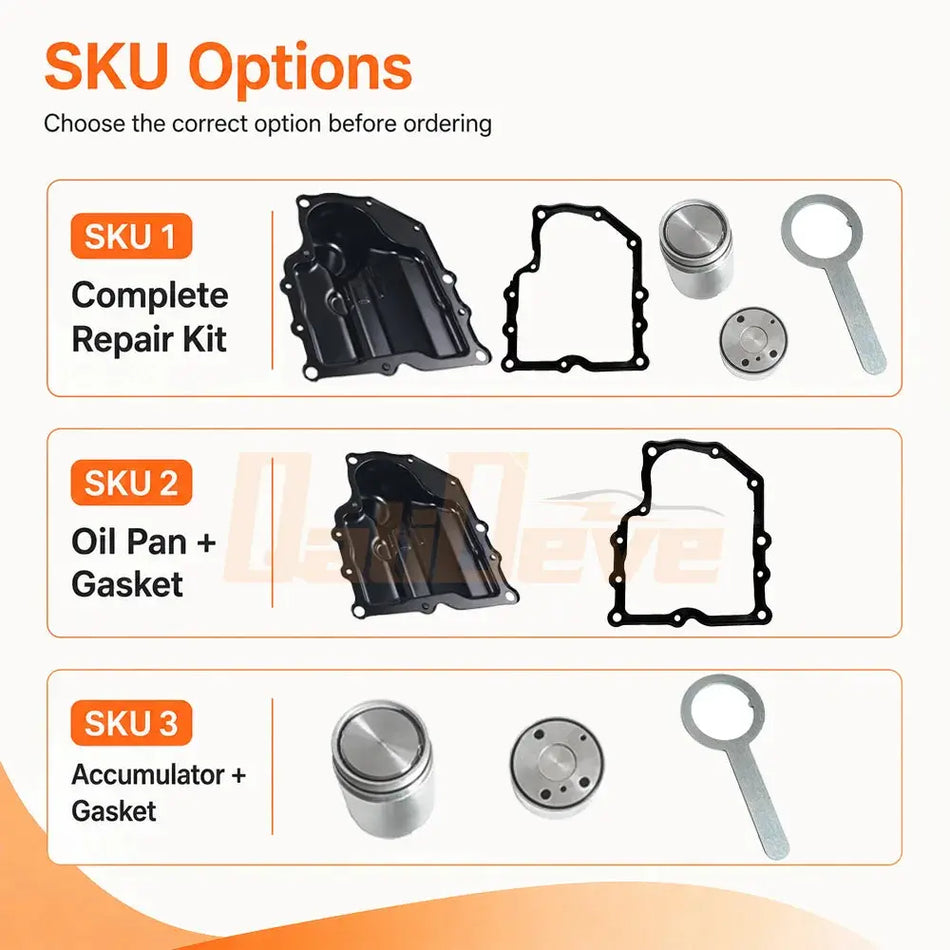 0AM325587F DQ200 DSG 7 Speed Mechatronic Oil Pan Repair Transmission Improved Accumulator Kit for VW Audi Skoda SEAT 0AM325219C by InterCyprus Trading Ltd