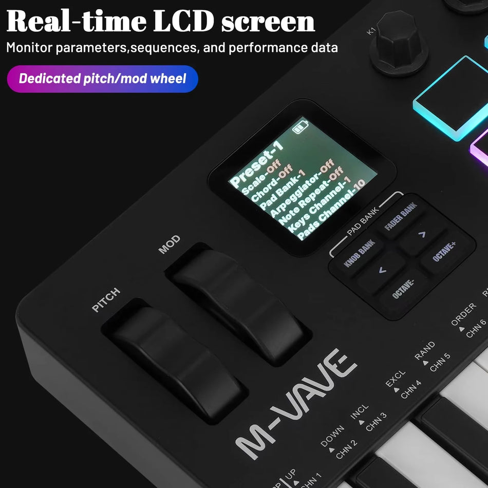 M Vave SMK 37 Pro MIDI Keyboard Wireless 16Pad Sound Source