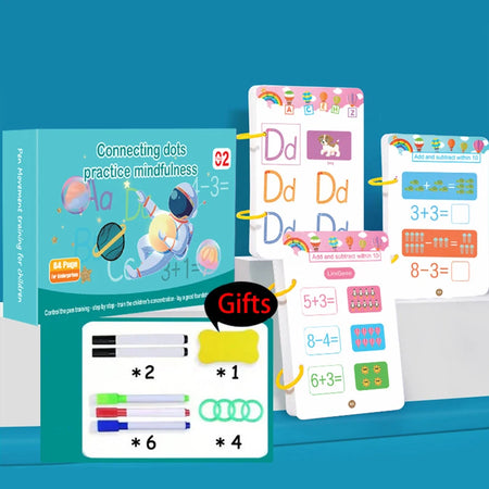 Reusable Montessori Magic Practice Copybook for Child Handwriting Education Mathematics-64 Pages